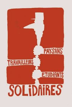 a red and white poster with the words soldaires written in black on it