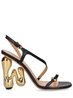 105mm Gold-colored metal heel. Leather upper. Adjustable slingback strap with buckle closure. Leather lining and insole. Leather sole Girls Gift Guide, Jw Anderson, Sandals Black, Designer Heels, Black Sandals, Girl Gifts, Women's Shoes Sandals, Leather Sandals, Metallica