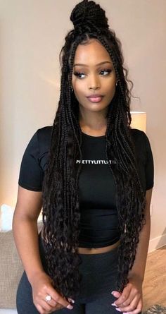 Black natural hair tips... #naturalhair #blackhairstyles #protectivehairstyles #growhair #hairgrowth Faux Locs Hairstyles, Box Braids Styling, Braids With Curls, Scene Hair