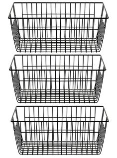 three wire baskets sitting side by side