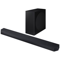 the soundbar and subwoofer are both black