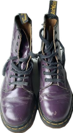 Purple Lace-up Boots For Streetwear, Purple Round Toe Boots For Streetwear, Casual Purple Boots For Streetwear, Purple High-top Boots For Fall, Purple Punk Boots With Round Toe, Purple Dr Martens, Boots Female, Womens Booties, Martens Boots