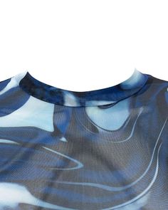 Details: Long-sleeve mesh top with graphical pattern designTop Length: CroppedSleeve Length: Long SleevesMaterials:95% Polyester + 5% Spandex Long Sleeve Design, Bodycon Floral Dress, Marble Print, Mesh Long Sleeve, Print Crop Tops, Crop Top Blouse, Sleeve Designs, Cropped Tank Top, Blue Fabric