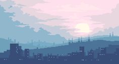 an image of a cityscape that looks like pixel art