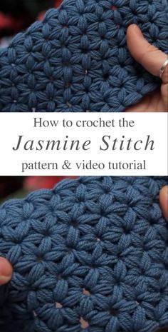 someone is holding up a crocheted dishcloth in their left hand and the words how to crochet the jasmine stitch on it