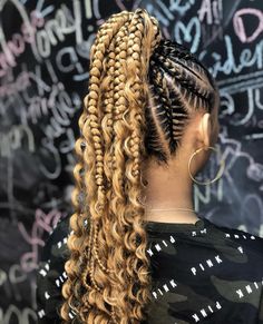 Braided Ponytail Hairstyles Black Women With Curls, Feed In Braided Ponytail Hairstyles, Feed In Ponytail With Curly Hair, Cornrow Ponytail With Curls, Cute Braided Ponytails, Braided Up Ponytail Hairstyles, Blonde Braided Ponytail, Feed In Ponytail Braids, Feedin Ponytail Braids