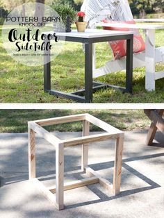 an outdoor table made out of pallet wood and some other things to make it look like