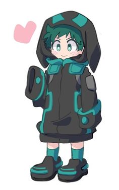 an anime character wearing a coat and boots