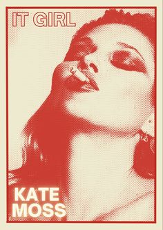 a poster with the words it girl on it and a woman's face in red