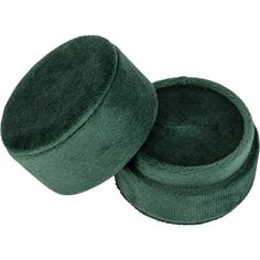 two green velvet round boxes on white background