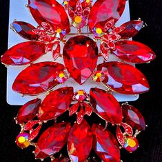 Large Red Crystal Pendant Brooch Red Brooch Jewelry For Valentine's Day, Red Valentine's Day Brooch, Red Brooches For Valentine's Day, Red Brooch For Valentine's Day Party, Pendant Brooch, Jewelry Brooch, Fashion Statements, Ruby Jewelry, Red Crystals