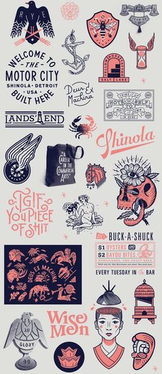 a poster with different types of logos on it's back side, including the words and