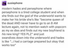 Persephone Hades Lore Olympus, Hades And Persephone Tumblr, Hades And Persephone Funny, Persephone Tumblr, Booktok Men, Hades Und Persephone, Nanowrimo 2023