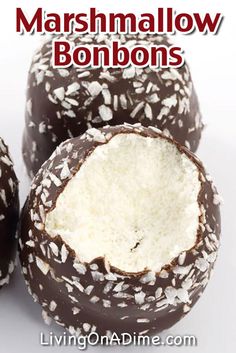 chocolate covered marshmallow bonbons with white sprinkles