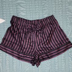 Victoria's Secret Striped Sleep Shorts Size Small Nwot ***New Without Tags*** Purple And Black Striped Elastic Waistband Tie Waist Victoria's Secret Cotton Pajama Shorts For Sleep, Victoria's Secret Casual Pajama Shorts, Victoria's Secret Stretch Cotton Shorts, Casual Victoria's Secret Sleep Shorts, Victoria's Secret Spring Pajama Shorts, Inspired Photoshoot, Striped Short, Sleep Shorts, Striped Shorts