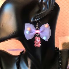 Purple Kawaii Bow Earrings With Pink Gummy Bear Dangle Charms. Super Cute! Ooak Nwt Cute Purple Dangle Jewelry, Kawaii Multicolor Party Jewelry, Playful Purple Jewelry For Party, Playful Purple Party Jewelry, Cute Purple Jewelry For Party, Fun Purple Dangle Jewelry, Cute Purple Party Jewelry, Playful Purple Dangle Jewelry, Cute Purple Earrings For Party