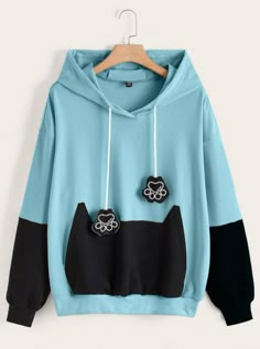 Blue Cotton Kawaii Hoodie, Kawaii Hooded Sweatshirt With Cartoon Print, Kawaii Long Sleeve Hoodie With Cat Design, Pastel Goth Hoodie, Kawaii Goth Sweatshirts & Hoodies, Plus Size Sweatshirts, Kestrel, Fall Plus Size, Dog Paw