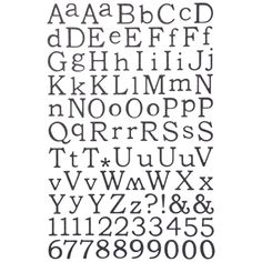 the alphabet is made up of letters and numbers, all in black on a white background