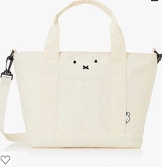 Miffy miffy face 2Way tote bag shoulder black ivory shipping included from JAPAN | eBay White Canvas Shoulder Bag With Zipper Closure, White Canvas Bag With Zipper Pocket For On-the-go, On-the-go White Canvas Bag With Zipper Pocket, Miffy Face, Future Outfit, Black Shoulder Bag, A4 Size, Bag Shoulder, Card Wallet