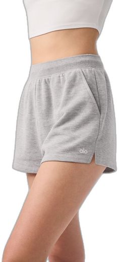 Comfy Shorts, Shorts Athletic, Alo Yoga, Low Key, French Terry, Heathers, Heather Grey, The Body, Grey