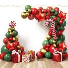 Christmas Balloon Arch, Teal Balloons, Christmas Party Backdrop, Christmas Arch, Candy Balloons, Christmas Balloon Decorations, Christmas Balloons, Christmas Party Decorations