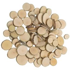 a pile of cut wood logs on a white background