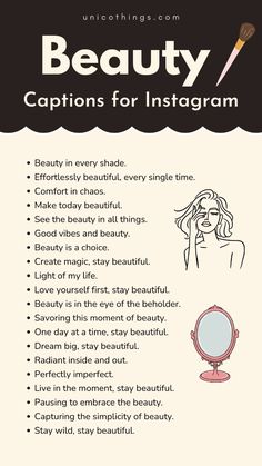 a poster with the words beauty captions for instagram