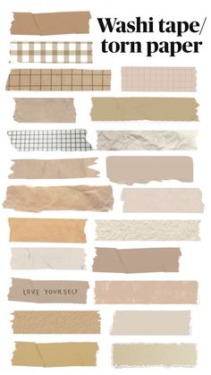 different types of torn paper with the words wash tape or torn paper on top and bottom