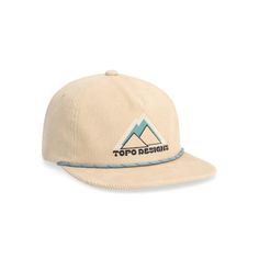 Front View of Topo Designs Corduroy Trucker Hat - Peak Shadow in "Tan Adjustable Beige Snapback Hat For Outdoor, Beige Adjustable Trucker Hat For Outdoor, Adjustable Beige Trucker Hat For Outdoor, Adjustable Corduroy Trucker Hat With Flat Brim, Beige Adjustable 5-panel Trucker Hat, Adjustable Beige 5-panel Trucker Hat, Adjustable Corduroy Snapback Hat With Curved Brim, Adjustable Corduroy Hat With Curved Brim, Adjustable Corduroy Snapback Cap