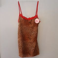 For Sale Is A Vip Leopard Print Camisole. This Camisole Has Red Trim And Comes New With Tags Red Camisole With Adjustable Straps, Red Cami Tank Top With Adjustable Straps, Red Camisole Tank Top With Straps, Red Tank Top With Spaghetti Straps And Built-in Bra, Red Spaghetti Strap Camisole With Adjustable Straps, Red Sleeveless Camisole With Adjustable Straps, Red Spaghetti Strap Tank Top With Built-in Bra, Red Tank Top With Built-in Bra And Spaghetti Straps, Red Fitted Camisole Sleepwear