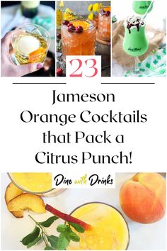 Collage of 4 jameson orange cocktails. Jameson Cocktails Recipe, Jameson Orange Drinks, Jameson Orange Recipes, Jameson Orange Whiskey Drinks