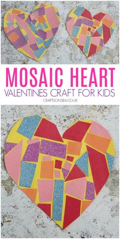 mosaic hearts made with kids's valentine crafts