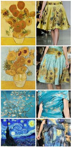 Impressionism Fashion, Art Teacher Outfits, Painterly Prints, Form Inspiration, Istoria Artei, Sunflower Dress, Arte Van Gogh