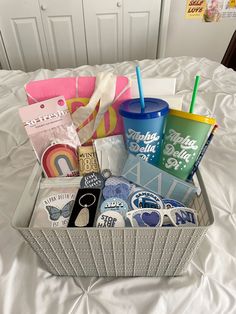 big little basket ideas adpi gifts sorority canvas College Bday Gifts, Bid Day Baskets Gift Ideas, Sorority Goodie Bags Gift Ideas, Big And Lil Gift Ideas, Sorority New Member Gifts Bid Day, Big/ Little Gifts, Big Sis Little Sis Gifts Sports, Basket Ideas Sorority, Cute Big Little Gifts