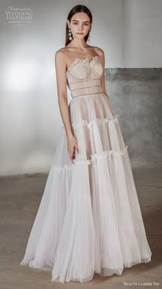 Pleated Bodice Wedding Dress, Pleated Tulle Wedding Dress, Layered Skirt Wedding Dress, Tulle A Line Wedding Dress, Pleated Wedding Dress, Pattern Wedding Dress, Pleated Tulle Dress, Summer Gown, Wedding Dress Pattern