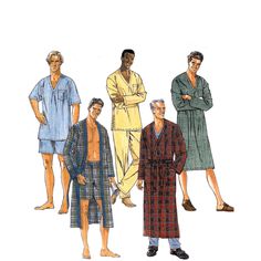 Nightshirt Pattern uncut 90s Mens Pajamas MultiSize 46-56 Plus Size Bathrobe Loungewear McCalls 6231