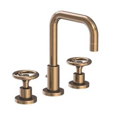 the faucet is shown with two handles and nozzles on each side