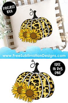 the sunflowers and leopard print on this pillow are perfect for fall or halloween