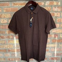 New Condition Signature Polo Shirt,Armpit To Armpit 20.5”/Shoulder To Shoulder 17”/Length Front 27”/Length Back 29”/Sleeve 9” Brown Casual Collar Top For Fall, Casual Collar Brown Top For Fall, Brown Casual Collar Cotton Top, Brown Cotton Shirt With Casual Collar, Fall Workwear Polo Shirt With Short Sleeve, Casual Brown Polo Shirt With Collared Neckline, Fitted Cotton Polo Shirt For Fall, Fitted Casual Polo Shirt For Fall, Brown Spread Collar Tops For Work