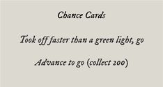 the words chance cards are written in black and white