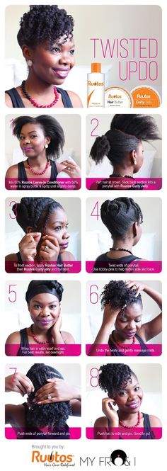 My Fro & I : A South African Natural Hair & Beauty Blog: How to do: Twisted Updo Hairstyles Protective, African Natural Hairstyles, Natural Updo, Cabello Afro Natural, Twisted Updo, Healthy Natural Hair, Easy Work