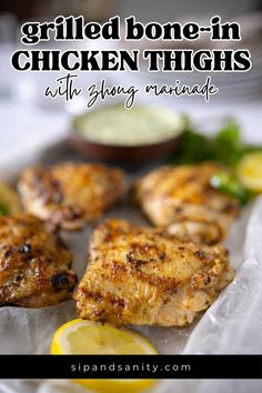 grilled bone - in chicken thighs with spicy marinade