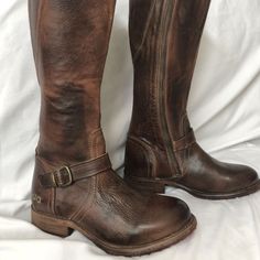 New! Bed Stu Cobbler Series Glaye Wide Calf Size 7.5 Brown Mottled Distressed Leather Riding Moto Boot. Color: Teak Rustic. Knee High, Full Inside Zip, Partial Back Zip For Adjustable Calf Width, Round Toe, 1.25" Wood Stacked Heel. Excellent Condition, Never Worn - Nwt, New With Tags, No Box But Tag Attached. Retailed At $335. Dungeon Meshi, Leather High Heel Boots, Tall Brown Boots, New Bed, Wedge Heel Boots, Brown Leather Heels, Tall Leather Boots, Bed Stu, Cute Boots