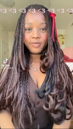 Brown French Curl Braids, Blonde French Curl Braids, Box Braids Hair Styles, Pink Red Hair, Bow In Hair, Coquette Aesthetic Pink, Aesthetic Headphones, Outfit Inspo Y2k