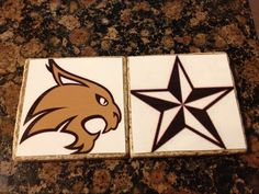 Texas State University Coasters!!!-- I need to add these to the collection College Things, College Stuff, Creative Things, Alma Mater, Grad Party, Grad Parties