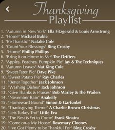 the thanksgiving playlist is shown in this image