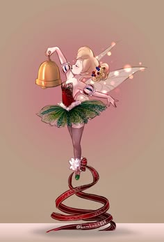 a digital painting of a fairy holding a bell