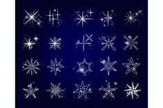 snowflakes on a dark blue background are arranged in the shape of an arrow