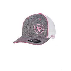 Ariat Ladies F110 Offset Shield Pink at Tractor Supply Co. Pink Baseball Cap, Gray Cap, Beanie Hats For Women, Sun Hats For Women, Womens Baseball Cap, Womens Gloves, Caps For Women, Sewing A Button, Signature Logo