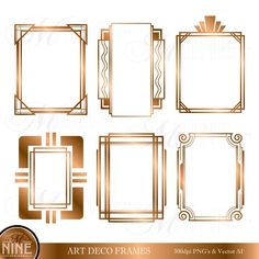 art deco frames in gold and white